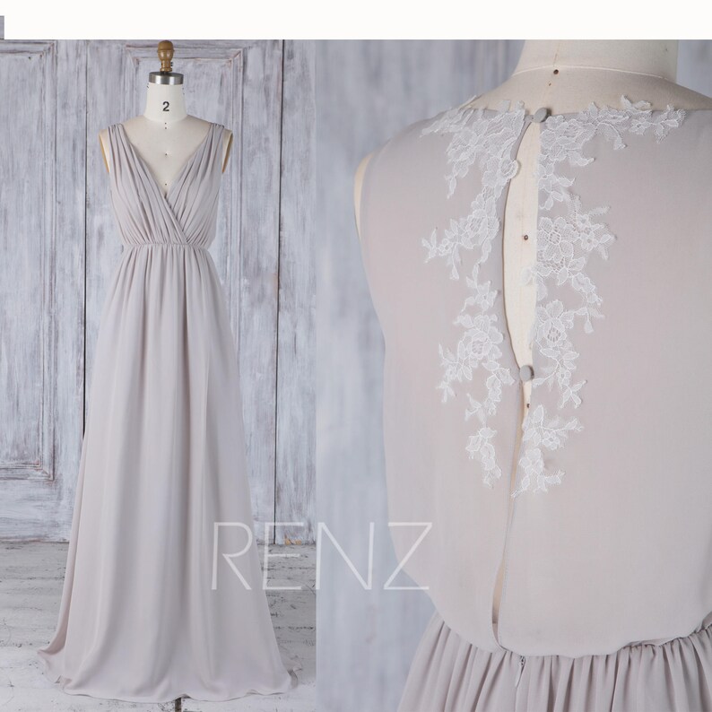 taupe chiffon bridesmaid dress