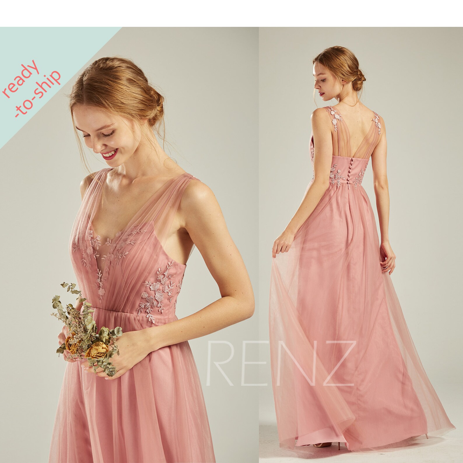 Bridesmaid Dress Boho Tulle Wedding Gown V Neck Party Dress | Etsy