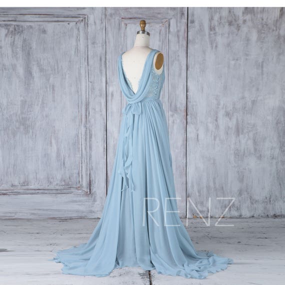 blue chiffon wedding dress