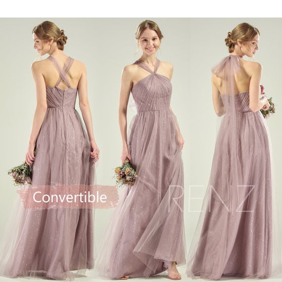 Infinity Bridesmaid Dress Dark Mauve Tulle Convertible Straps | Etsy