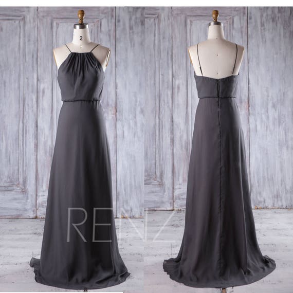 gray chiffon maxi dress