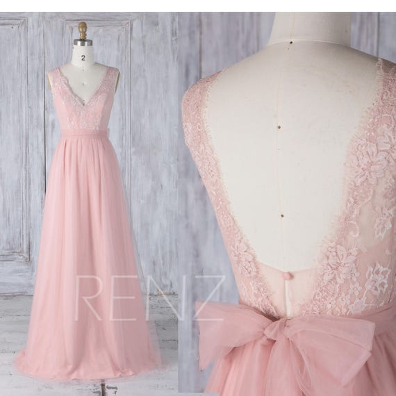 Bridesmaid Dress Blush Pink Tulle Dress Wedding Dress V Neck | Etsy