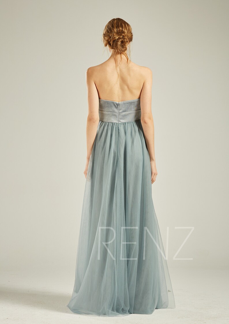 Dusty Blue Velvet Bridesmaid Dress Wedding Dress Strapless Etsy