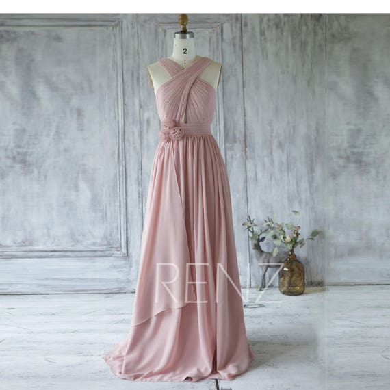 Bridesmaid Dress Dusty Rose Chiffon DressWedding | Etsy