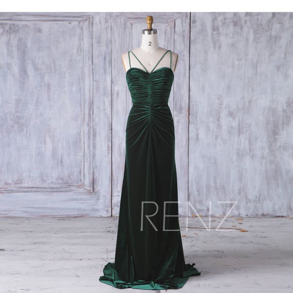 dark green velvet bridesmaid dress