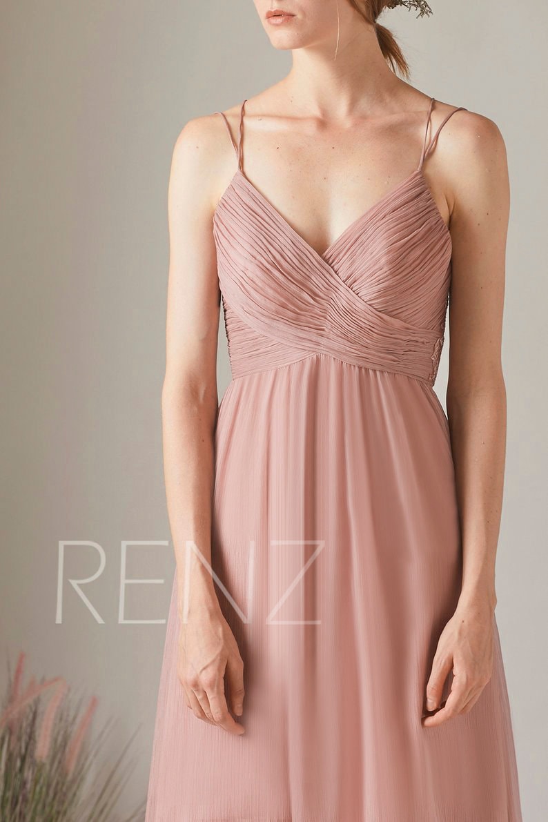 Bridesmaid Dress Dusty Rose Boho Wedding Dress Empire Waist Etsy