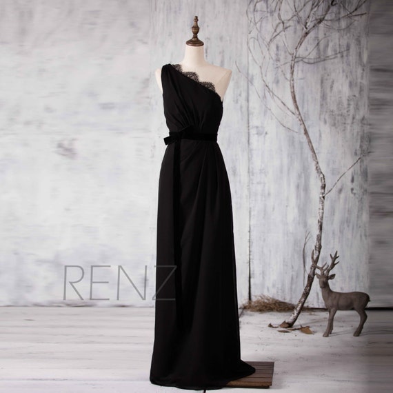 Prom Dress Black Bridesmaid Dress Illusion Lace Neck Wedding Etsy