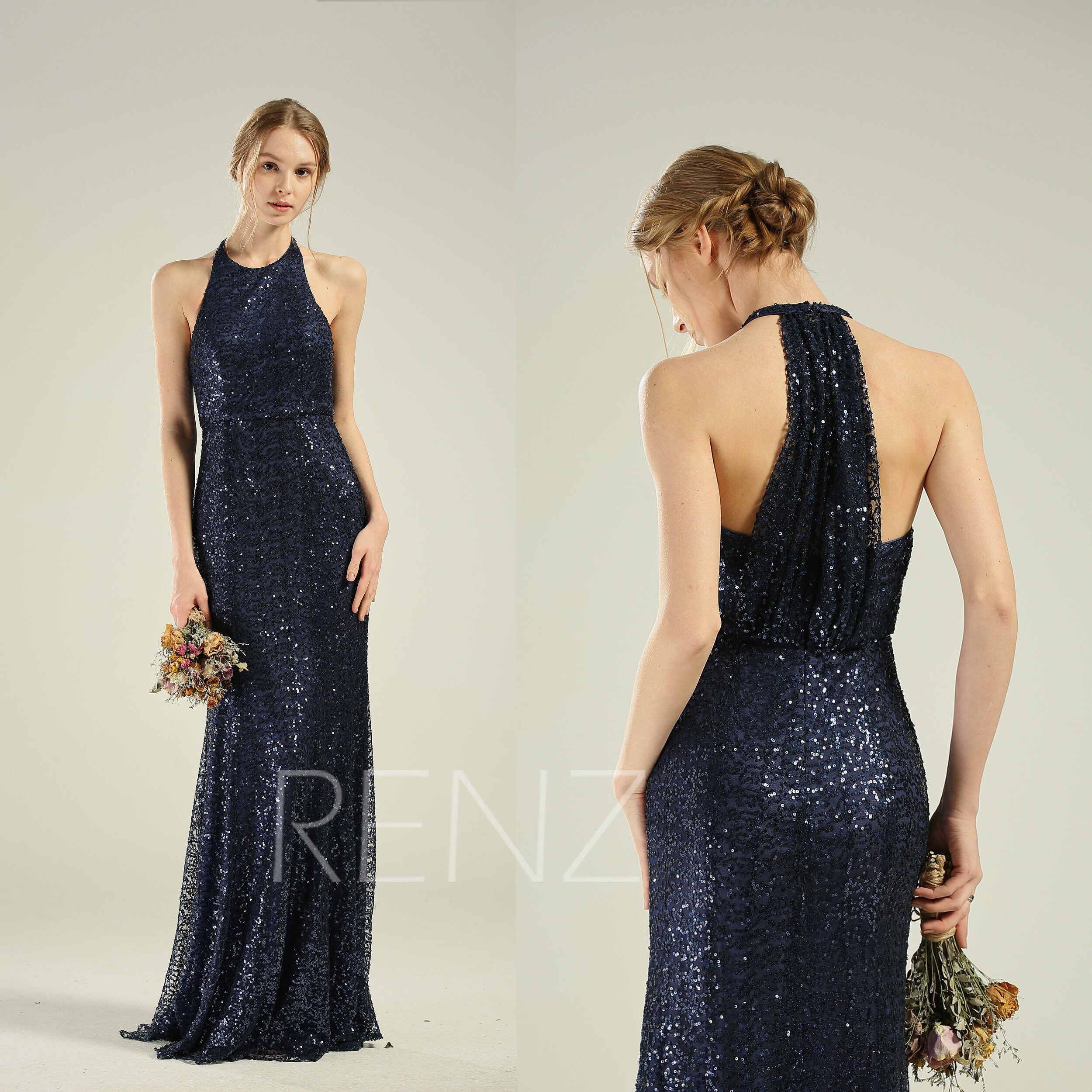 navy sequin evening dress