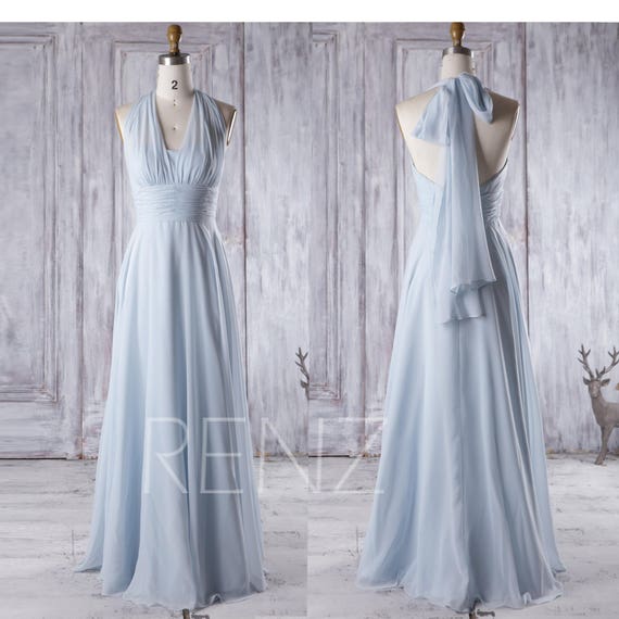 blue chiffon wedding dress