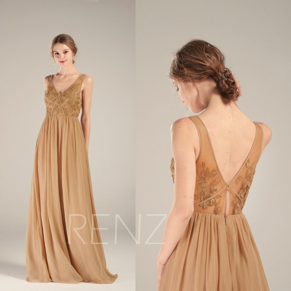 khaki chiffon dress