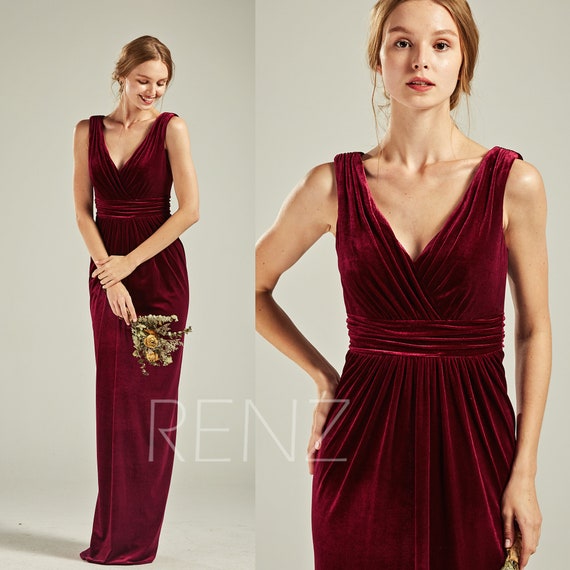 velvet burgundy bridesmaid dress