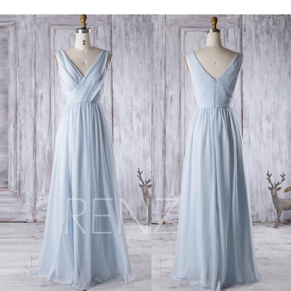  Bridesmaid  Dress  Light Blue  Chiffon  DressWedding 