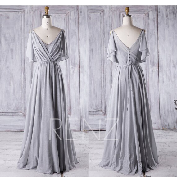 grey bridesmaid dress with sleeves