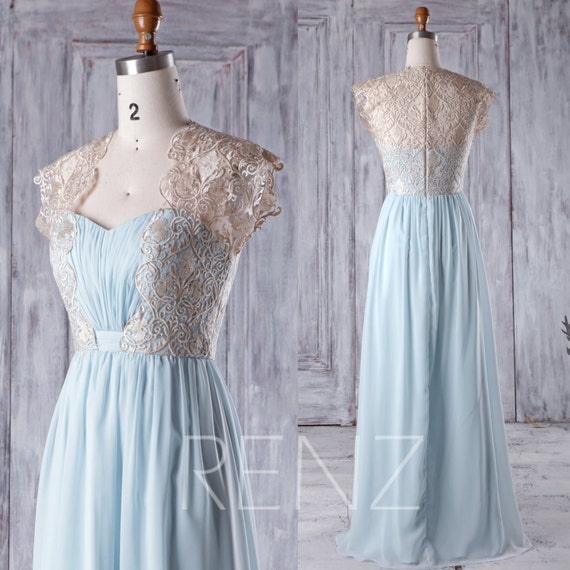 light blue and gold prom dress