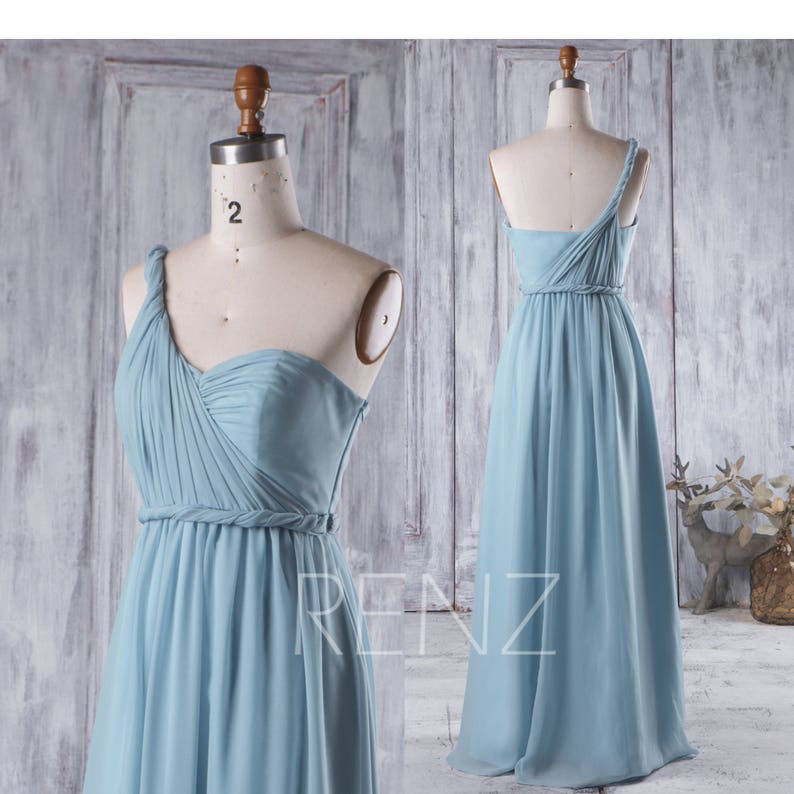 dusty blue chiffon dress
