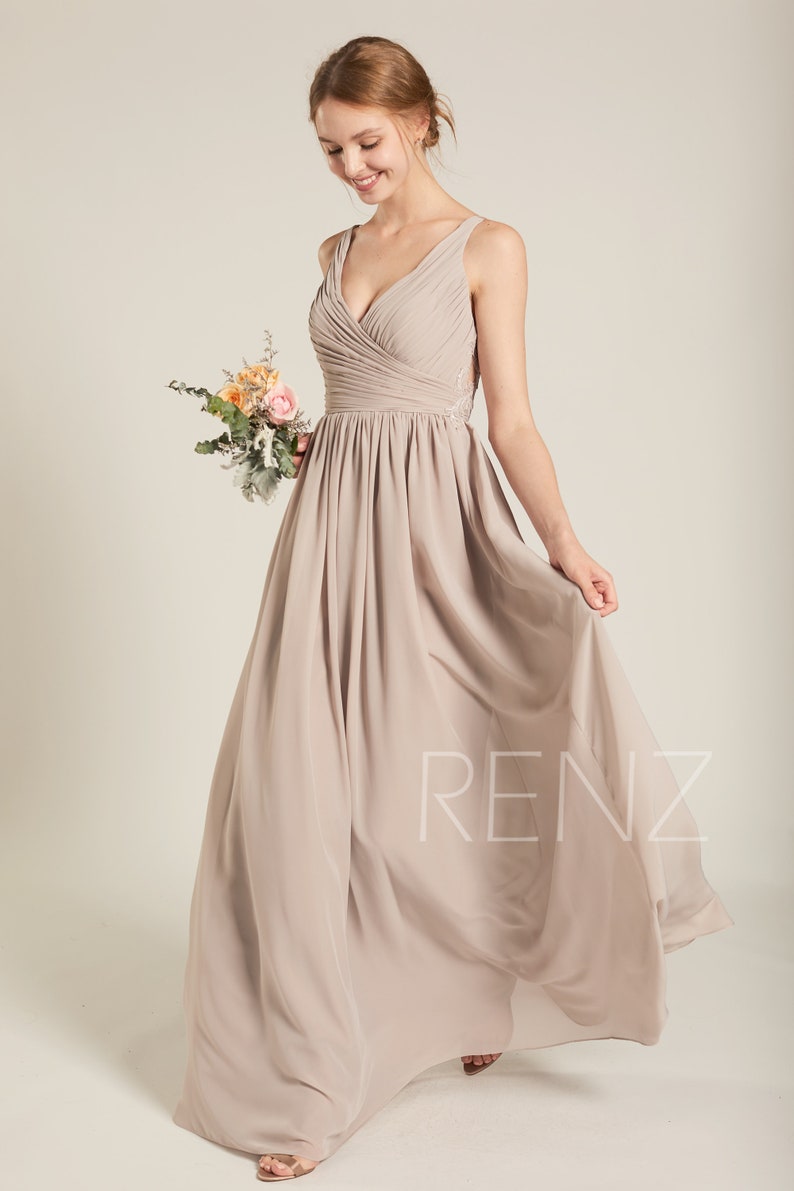 Bridesmaid Dress Taupe Chiffon Long Prom Dress for Women Etsy