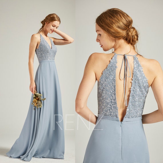 dusty blue party dress