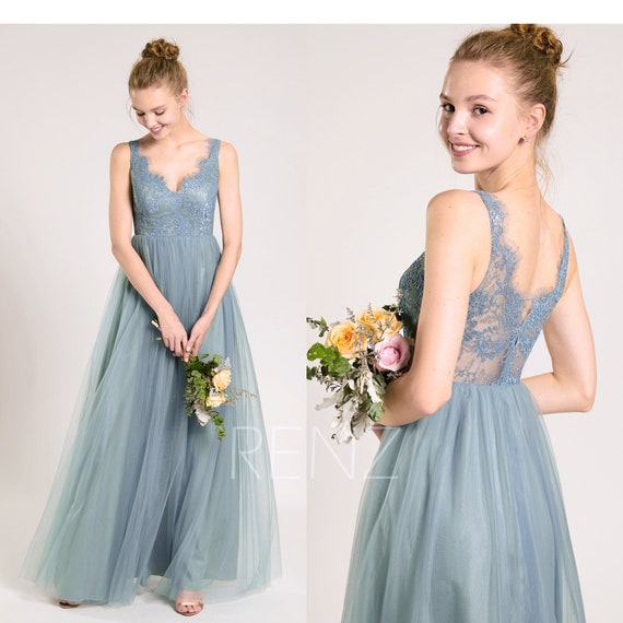 dusty blue party dress