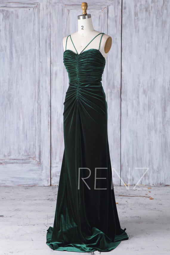 velvet green bridesmaid dresses