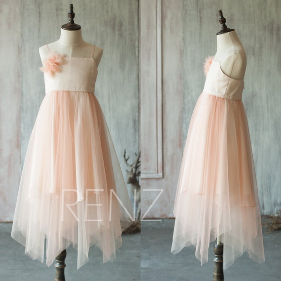 peach puffy bridesmaid dress