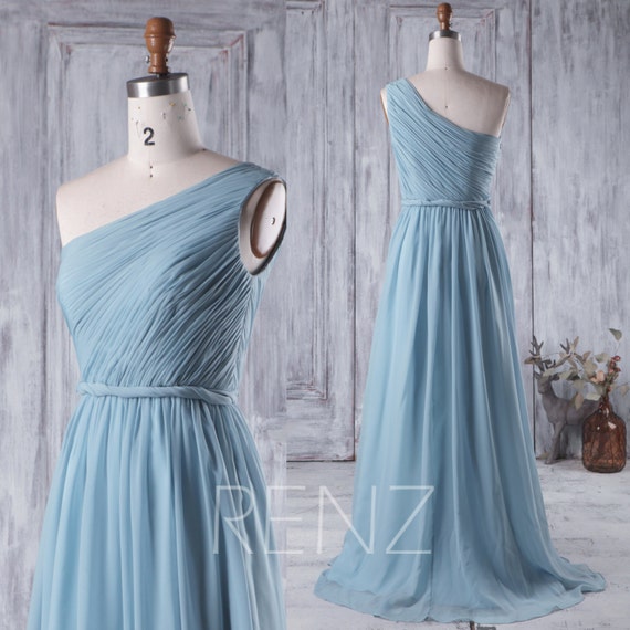chiffon dusty blue dress