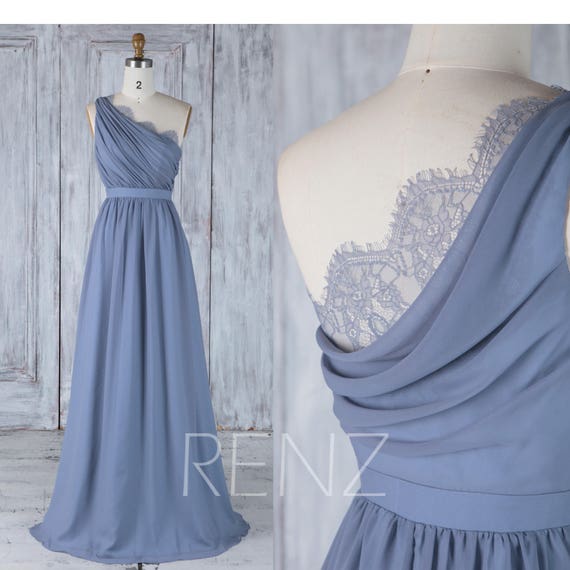 steel blue chiffon dress