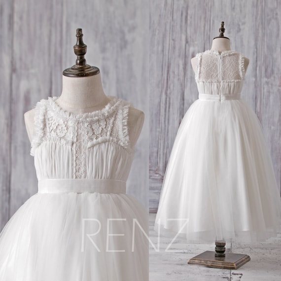 Flower Girl Dress Off White Junior Bridesmaid Dress Illusion Etsy