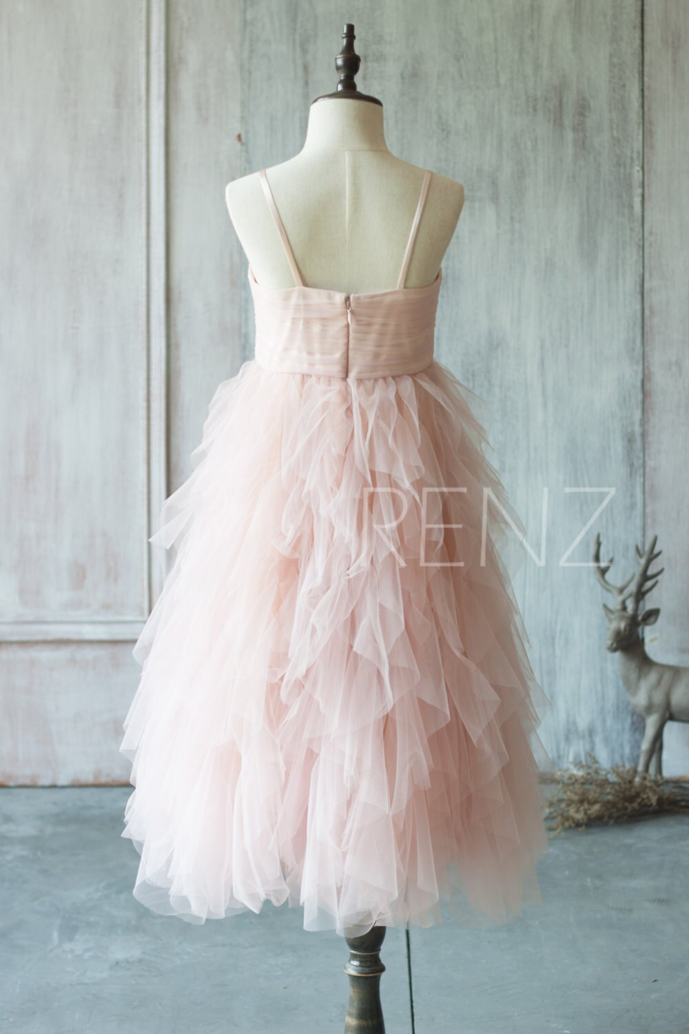 Junior Bridesmaid Dress Blush Pink Flower Girl Dress Ruffle Etsy