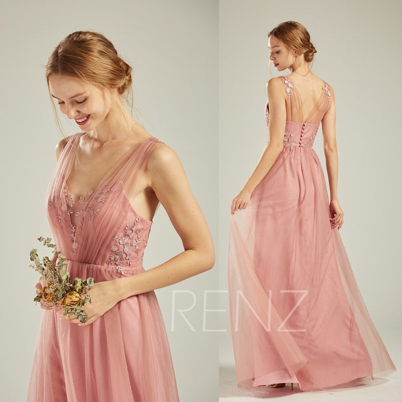 Pink V-Neck Wedding Dresses