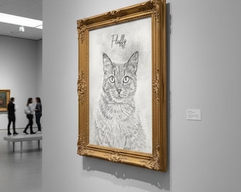 Cat painting, custom pet portrait, custom cat portrait, custom pet gift, cat painting, drawing from photo, custom digital portrait, cat gift