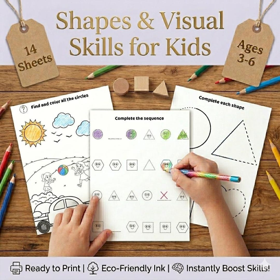 Shape Visual Feature Shape Visual Skills Worksheets | Preschool Learning, Ages 3-6 ...