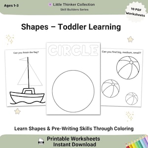 Toddler Shapes Coloring Book | Trace & Color Basic Shapes | Pre-Writing Skills | Ages 1–3 | Printable PDF