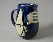 Garden Gnome quot Gnome Sweet Gnome quot Quote Talk Bubble Coffee Mug Tea Cup Glossy Navy Blue White Handmade Ceramics Pottery