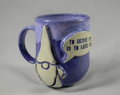 Garden Gnome quot To Gnome Me Is To Love Me quot Quote Talk Bubble Coffee Mug Tea Cup Blue Purple Lavender White Handmade Ceramics Pottery