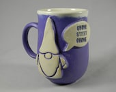 Garden Gnome quot Gnome Sweet Gnome quot Quote Talk Bubble Coffee Mug Tea Cup Purple White Handmade Ceramics Pottery