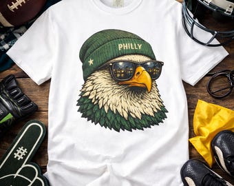Philadelphia Football  Fan Shirt, Philly Bird Game Day T-Shirt ,Philly Eagle with Beanie Shirt, Philadelphia American Football Tee