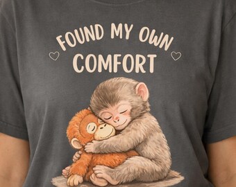 Punch Monkey Comfort Colors Shirt, Found My Own Comfort Tee, Baby Monkey Shirt, Cute Plush Toy Monkey Tee, Emotional Support Monkey Shirt