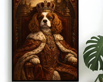 Custom Royal Pet Portrait - Funny Dog Cat Wall Art Poster for Pet Lovers Gift - digital download