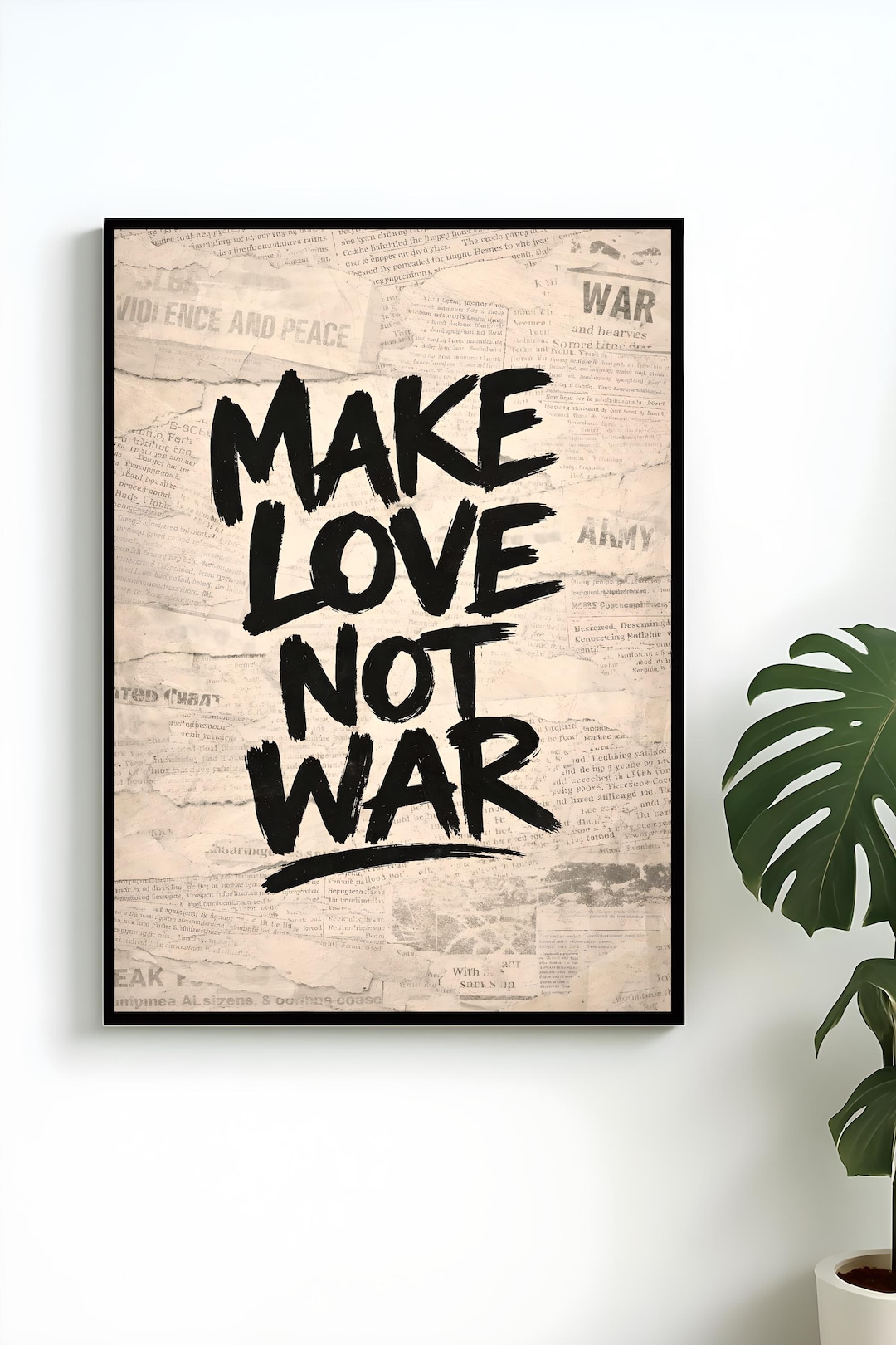MAKE LOVE Not WAR Poster | Editorial Peace Wall Art | Bold Typography ...