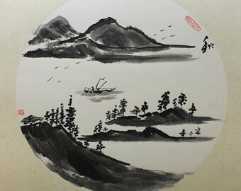 Un paysage de montagne et d'eau (shanshui)