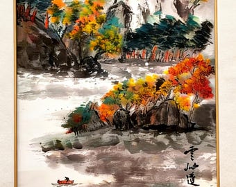 Traditional Chinese Shanshui Painting – Solitary Fisherman, Ink Landscape Art