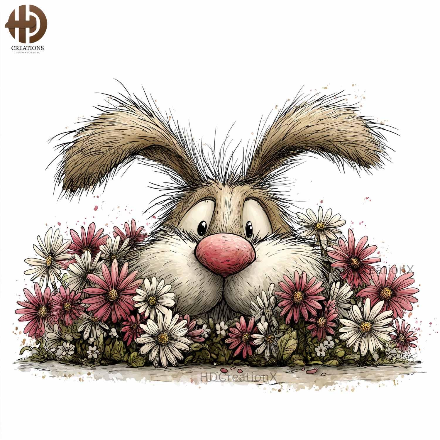 44 PNG Whimsical Cute Bunny Clipart Bundle | Peeking Easter Rabbit ...