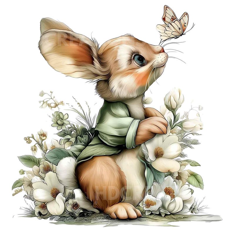 30 PNG – Spring Floral Bunny Clipart Bundle | Cute Easter Bunny PNG ...