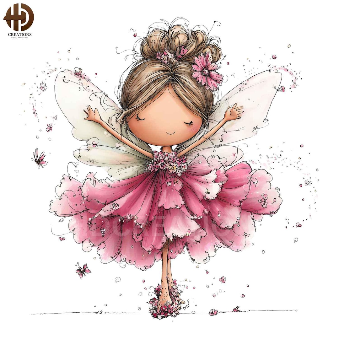 Pink Fairy Clipart Bundle, Whimsical Spring Fairy Girls, Cute Floral ...