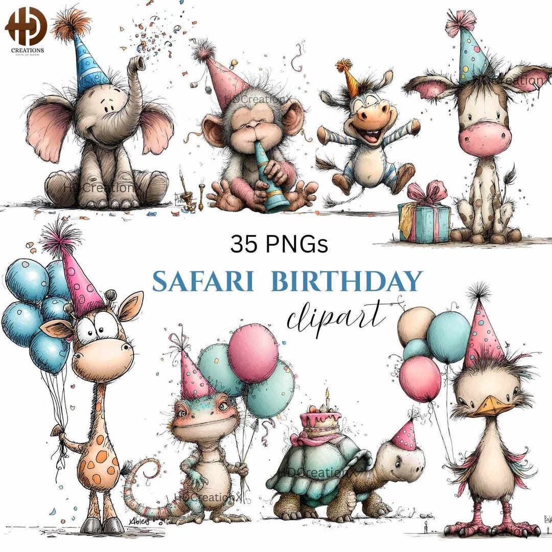 35 PNG Safari Animals Birthday Party Clipart | Jungle Baby Shower ...