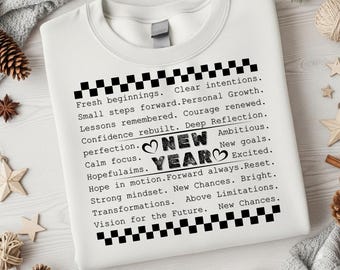 Nieuwjaarswoorden png svg | Positieve woorden png svg | Winter-T-shirtontwerp | Nieuwjaarssublimatie | Gezellige truien 2026 | Motivatiecitaat svg