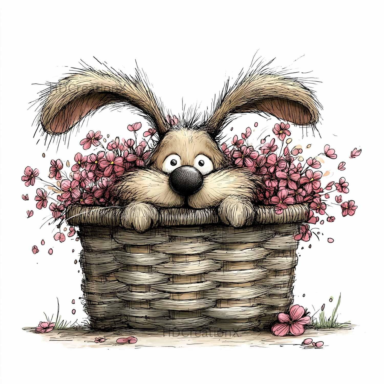 44 PNG Whimsical Cute Bunny Clipart Bundle | Peeking Easter Rabbit ...