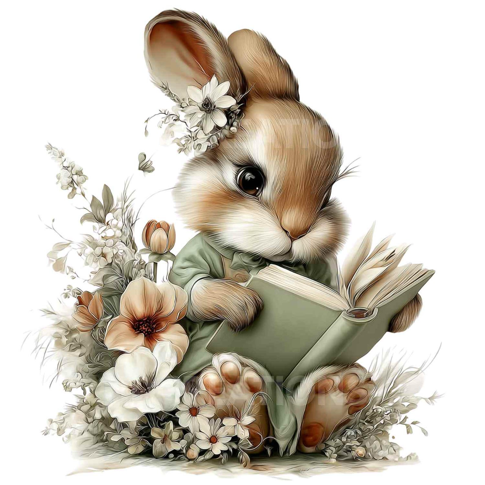 30 PNG – Spring Floral Bunny Clipart Bundle | Cute Easter Bunny PNG ...