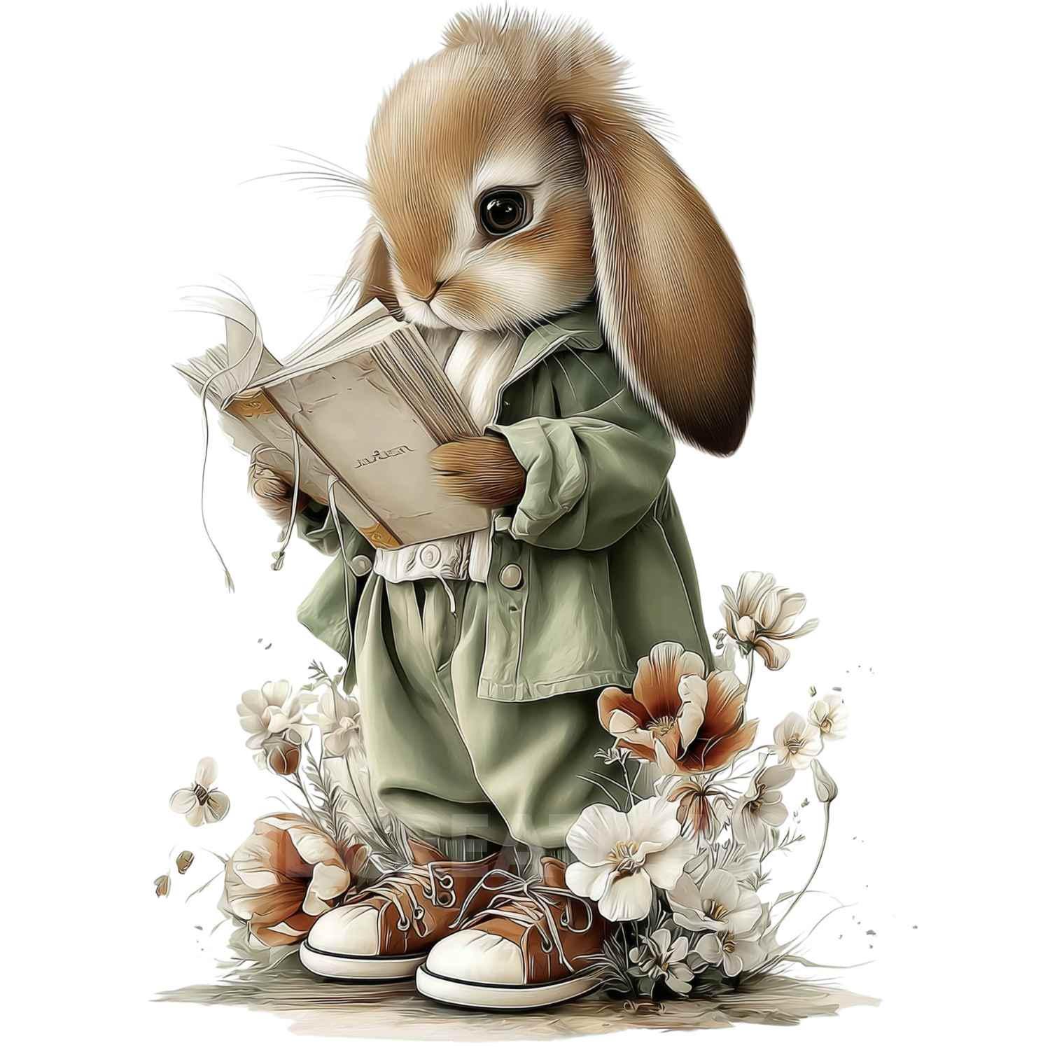 30 PNG – Spring Floral Bunny Clipart Bundle | Cute Easter Bunny PNG ...