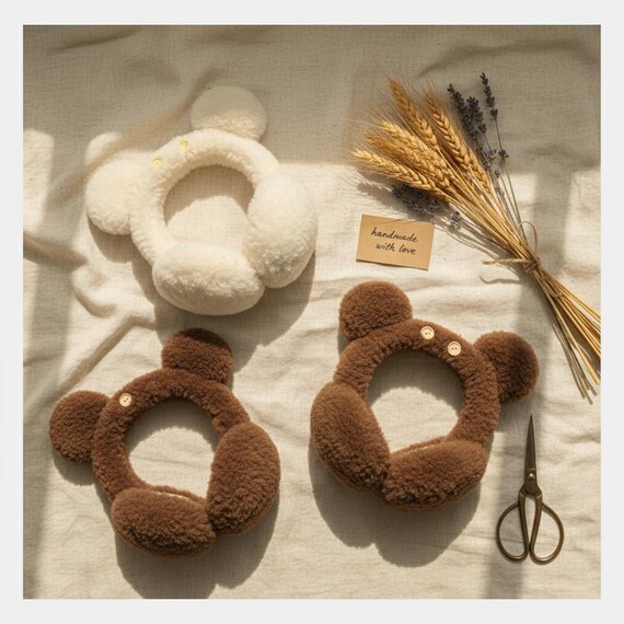 thumbnail interactive-video image 1 of Ear Muffs For Winter Women, Adjustable Head Band Fuzzy Faux 1 of 11